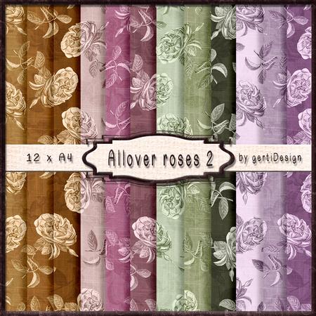 12 x A4 Backgroundpaper Allover Roses 2 138 A
