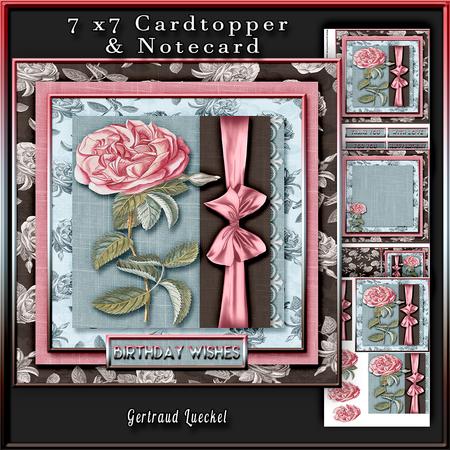 Cardtopper Pink Rose 284