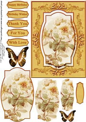 Cardtopper Yellow Roses 291