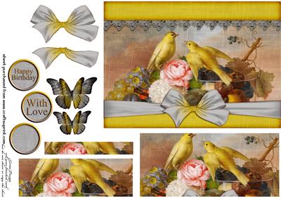 Cardtopper Flowers and Birds 306