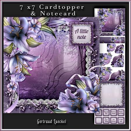 Cardtopper with Inlet Purple Flowers 322