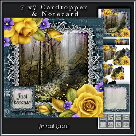 Cardtopper with Inlet Yellow Roses 323