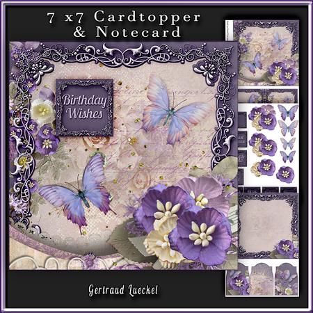 Cardtopper with Inlet Purple Butterflies 325