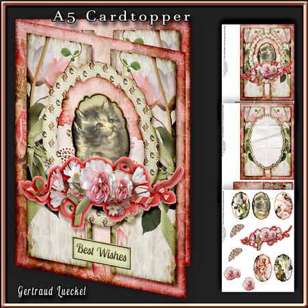 A5 Cardtopper a Little Kitty 336
