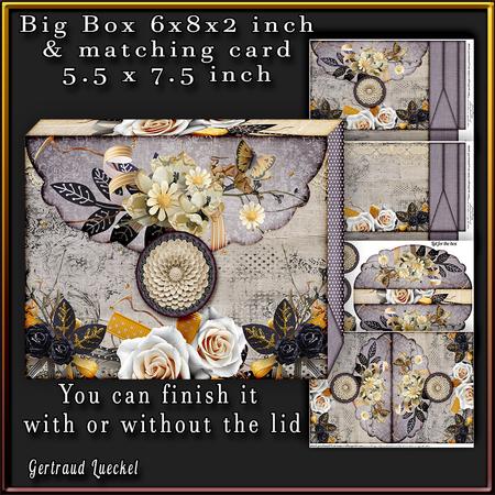 Big Pinchbox (bag) Creme Black Flowers 104