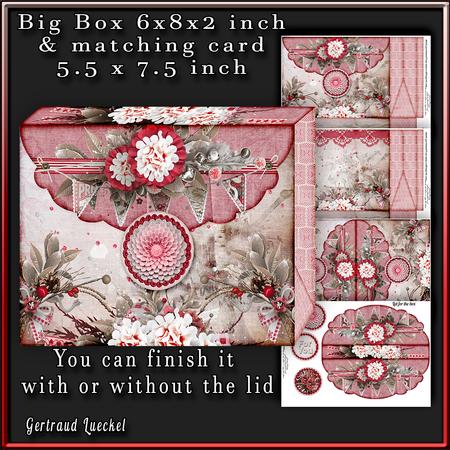 Big Pinchbox (bag) Red White Flowers 106