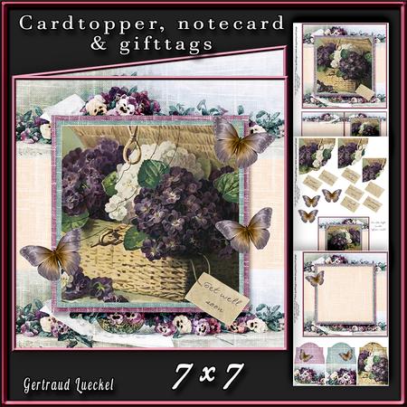 Cardtopper Pansy and Lilacs 347