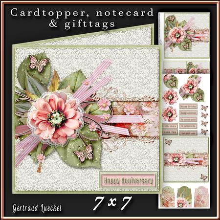 Cardtopper Vintage Flower 348