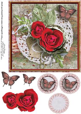 Cardtopper Singlesheet Red Roses 103