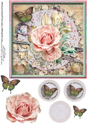 Cardtopper Singlesheet Soft Peach Rose 106