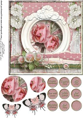 Cardtopper Singlesheet Flowers in a Frame 111