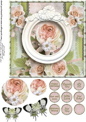 Cardtopper Singlesheet Flowers in a Frame 112