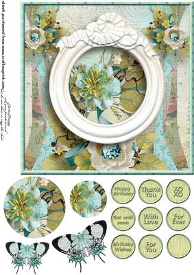 Cardtopper Singlesheet Flowers in a Frame 113