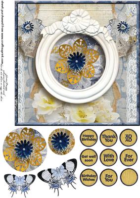 Cardtopper Singlesheet Flowers in a Frame 114