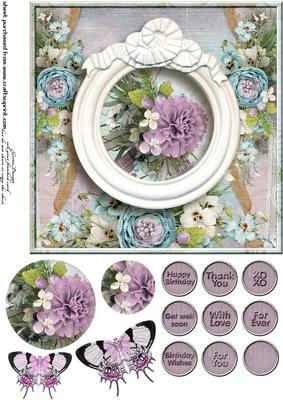 Cardtopper Singlesheet Flowers in a Frame 116