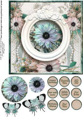 Cardtopper Singlesheet Flowers in a Frame 117
