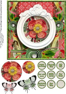 Cardtopper Singlesheet Flowers in a Frame 119