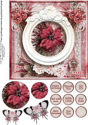 Cardtopper Singlesheet Flowers in a Frame 120