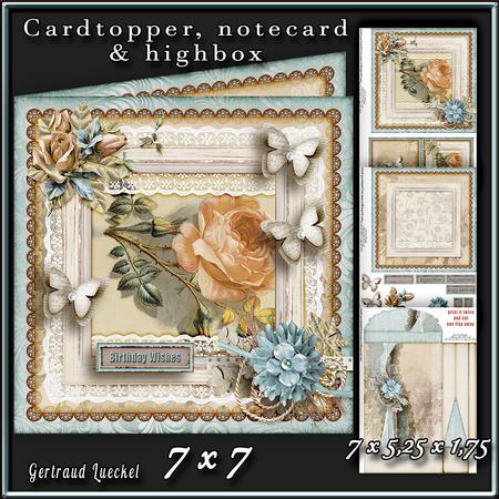 Cardtopper with Large Highbox Yellow Rose 369