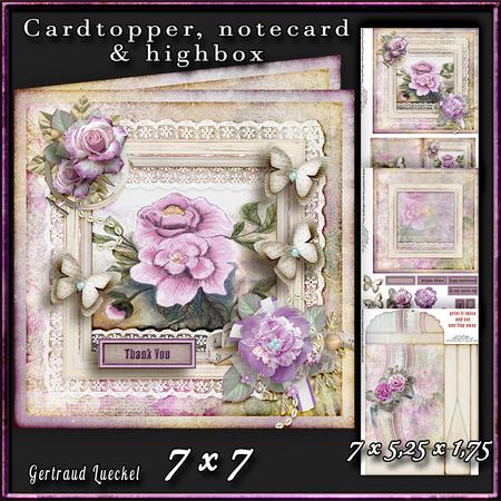 Cardtopper with Large Highbox Purple Flowers 371