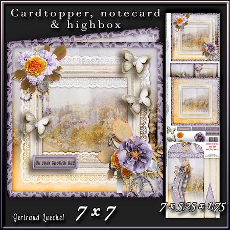 Cardtopper with Large Highbox Blue Flowers 372