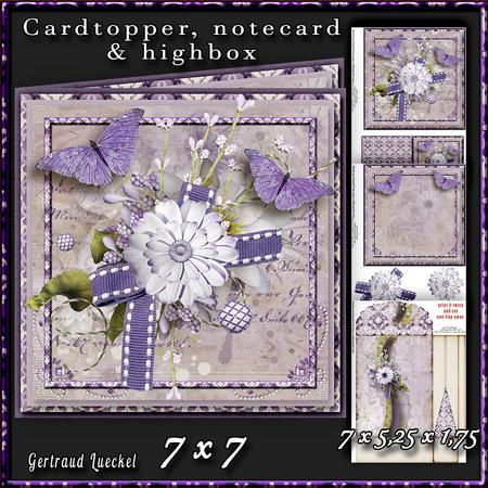 Cardtopper with Large Highbox Blue Flowers 373