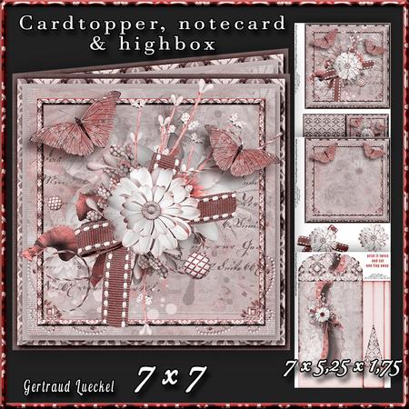Cardtopper with Large Highbox Red Flowers 374