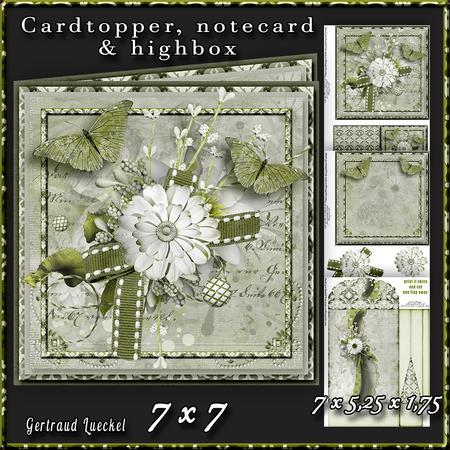 Cardtopper with Large Highbox Green Flowers 375