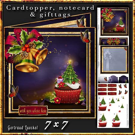 Cardtopper with Inlet Christmastree Cupcake 385