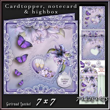 Cardtopper with Large Highbox Blue Lillies 387