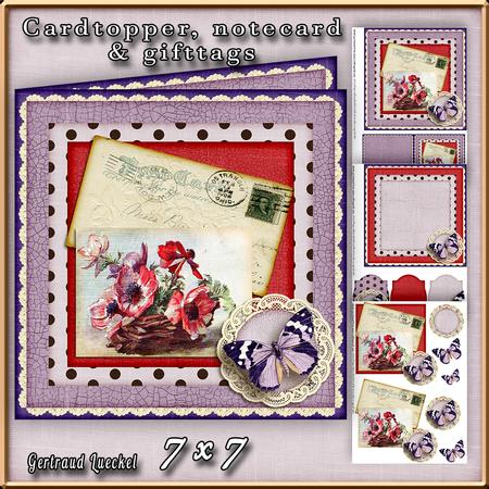 Cardtopper Soft Vintage in Red Purple 395