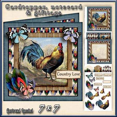 Cardtopper Country Love Rooster 397
