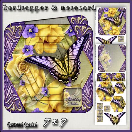 Cardtopper Lovely Butterfly Yellow Purple 401