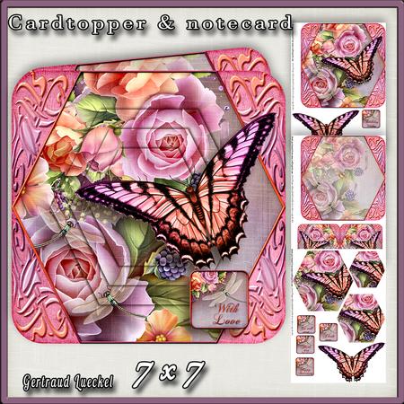 Cardtopper Lovely Butterfly Pink Peach 405