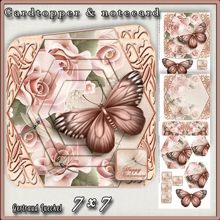 Cardtopper Lovely Butterfly Soft Pink 408