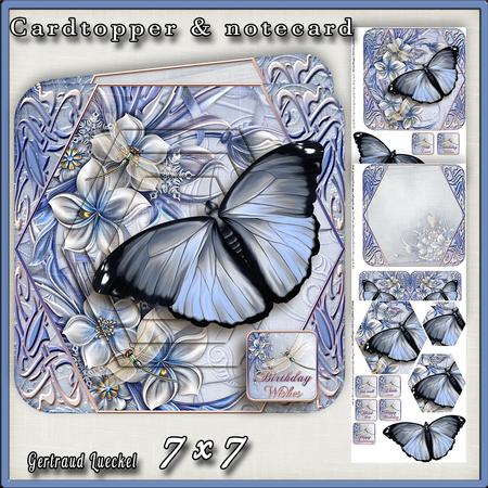 Cardtopper Lovely Butterfly Soft Blue 409