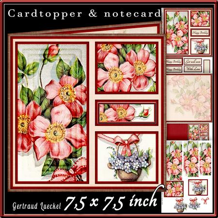 Cardtopper Beautiful Red Flowers 445