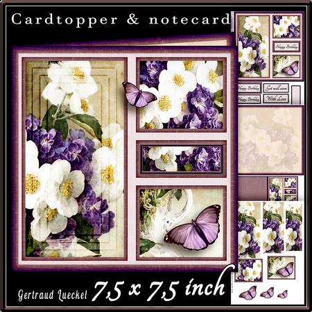 Cardtopper Beautiful Lilac and Wildrose 448