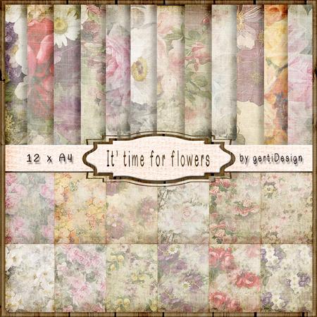 12 x A4 Backgroundpaper It's Time for Flowers 139