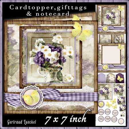 Cardtopper Vintage Flower and Citrus Butterfly 451