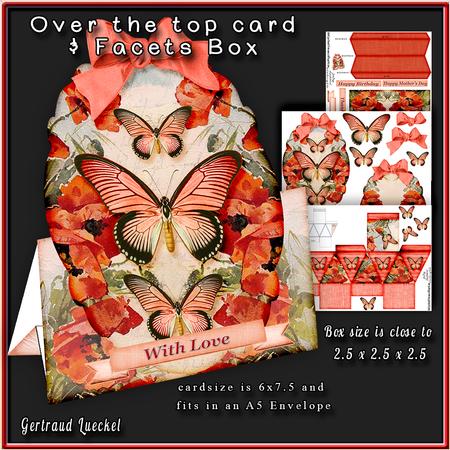 Over the Top Card & Facets Box Butterflies Poppy 454