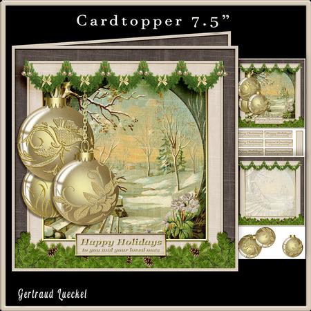 Cardtopper Vintage Christmas Bauble Gold 465