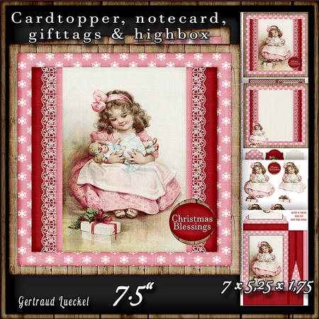 Cardtopper with Large Highbox Christmas Litte Girl 470