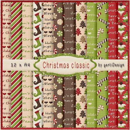Christmas Classic Background Paper Kit Red Green 143