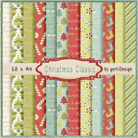 Christmas Classic Background Paper Kit Blue Green 143
