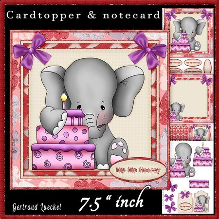Elephant Birthday Girl Cardtopper Kit 513