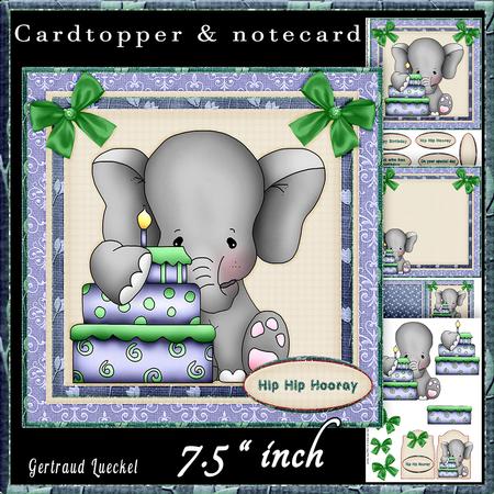 Elephant Birthday Boy Cardtopper Kit 514