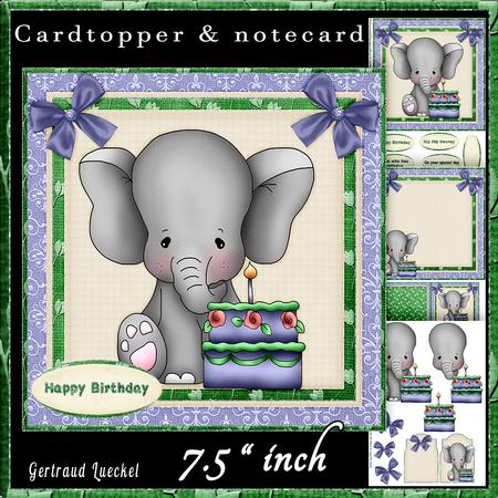 Elephant Birthday Boy Cardtopper Kit 516