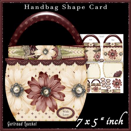 Handbag Shape Cad Kit Burgunder Flower 123