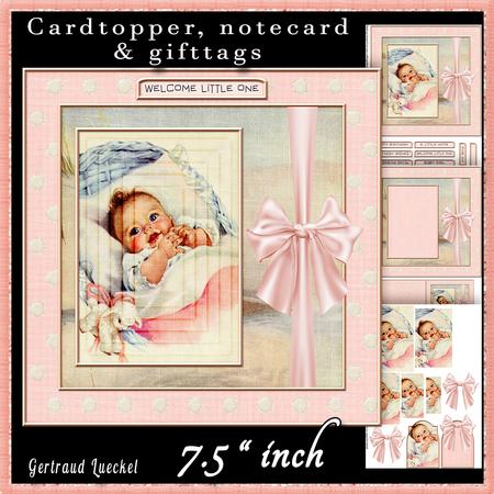 Vintage Soft Pink Baby Girl Cardtopper 526